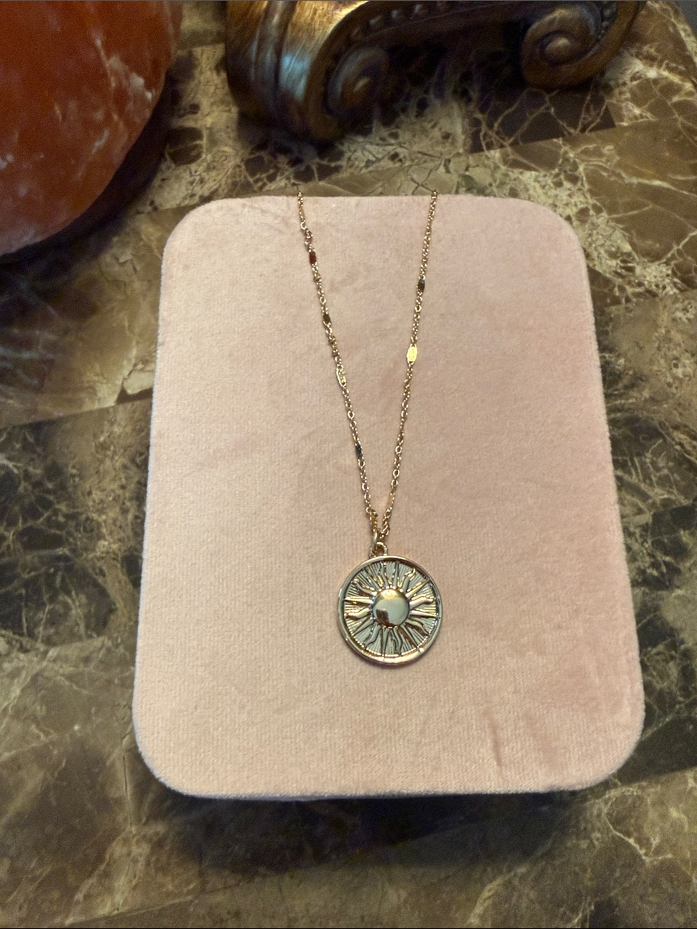 Source Unknown Gold Sunburst Medallion Necklace